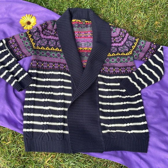 Talbots Sweaters - 🌺 TALBOTS; Beautiful, Multi-Colored Open Front Cotton Sweater; Misses Size XL!